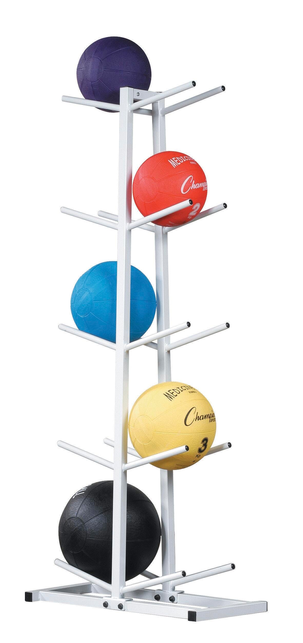 Image for Champion Sports Double Stack Medicine Ball Rack with 10-Ball Capacity, White from School Specialty
